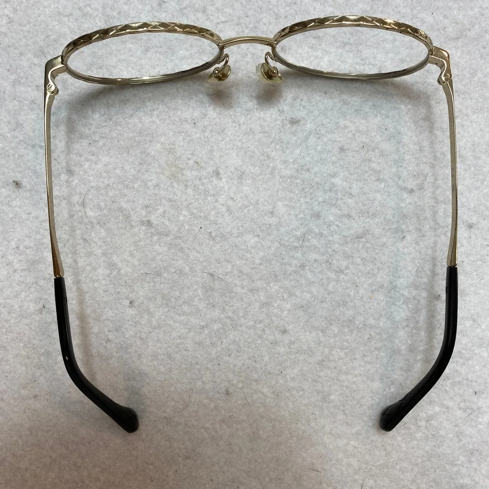 Chanel 2227-S Eyeglasses Womens Gold Quilted Metal Oval 55-18-140 Made In Italy
